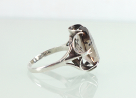 Vintage zilveren ring rookkwarts Londen, 1977