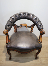 Antieke met leder beklede bureaustoel, 19 eeuw