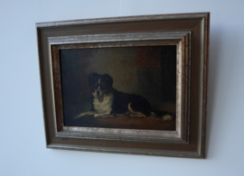 Schilderij van een liggend hondje, Friese Stabij