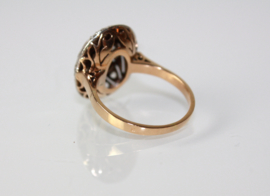 Antieke ring Art Deco 18 karaat goud met roosdiamanten