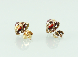 Vintage gouden oorknoppen carneool