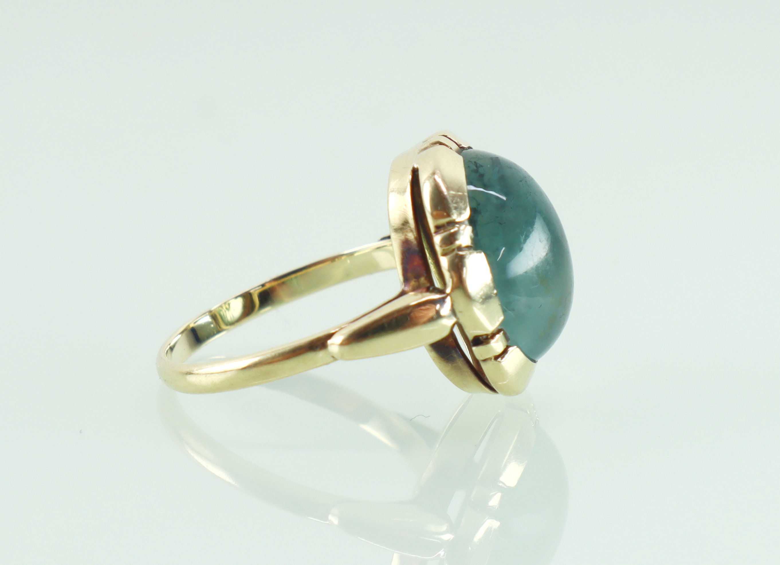 Vintage gouden ring met mosagaat