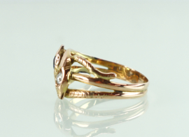 Antieke gouden ring slangen diamant saffier