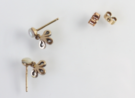 Antieke gouden oorknoppen parel en diamant