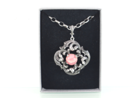 Zilveren hanger rhodochrosiet aan jasseron collier