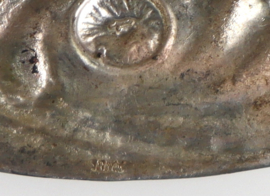 Art Deco zilveren broche bloedkoraal, Gebr. Reggers