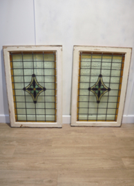 Set antieke glas-in-loodramen