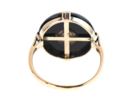 Antieke Art Deco gouden ring met onyx en parel.