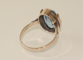 Vintage gouden ring met facetgeslepen aquamarijn, jaren '30/'40