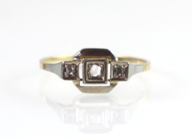 Art Deco gouden ring met roosdiamanten