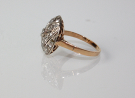 Antieke ring Art Deco 18 karaat goud met roosdiamanten