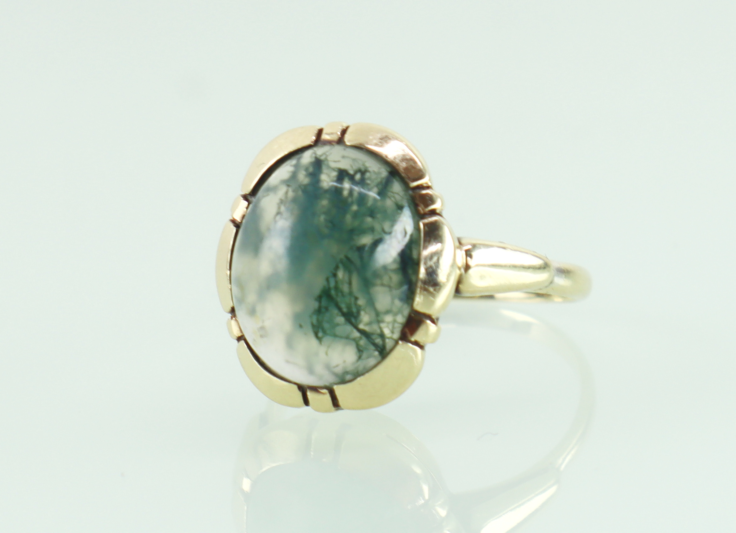 Vintage gouden ring met mosagaat