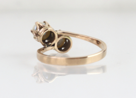 Antieke roségouden ring met twee parels in kroonzetting
