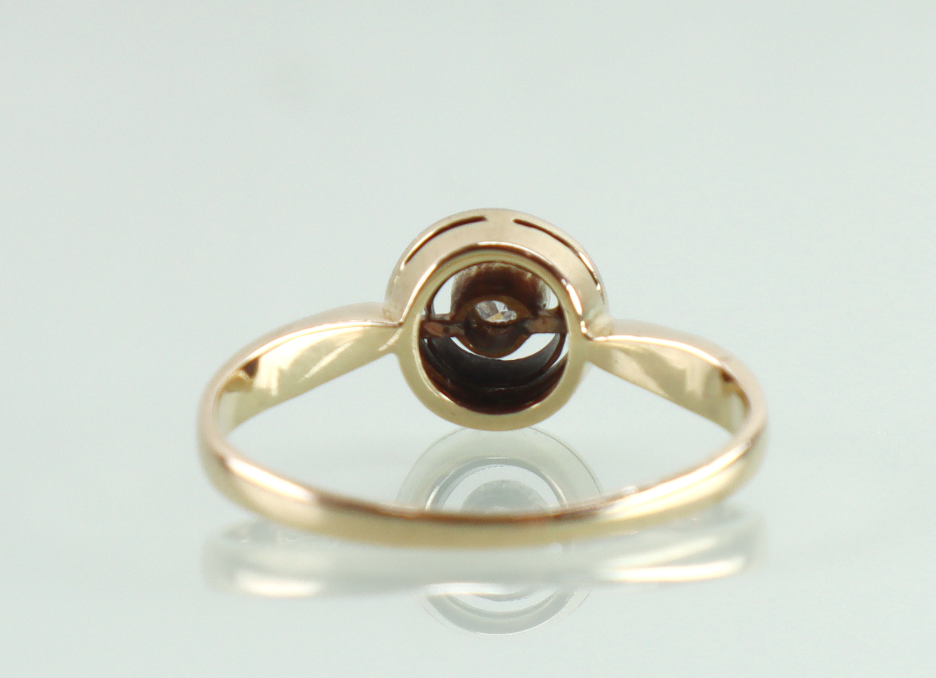 Antieke gouden target ring diamant Art Deco