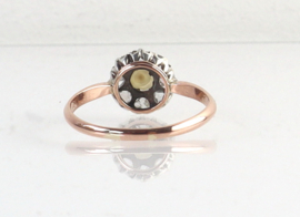 Antieke gouden ring met roosdiamant en parel