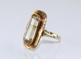 Vintage gouden ring met grote citrien