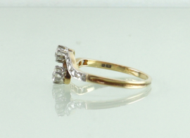 Antieke goud platina ring met oud slijpsel en roosdiamanten