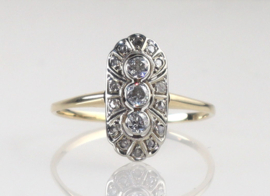 Art Deco gouden ring oudslijpsel diamanten, ca. 1910