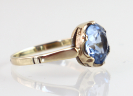 Vintage 14 karaat gouden ring met blauwe spinel