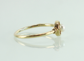 Antieke 18 karaat gouden ring parel