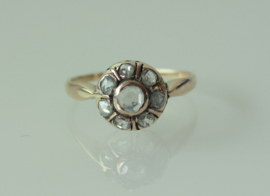 Antieke roségouden ring met roosdiamanten