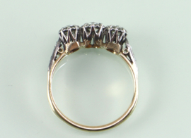 Goud platina Art Deco ring oudslijpsel diamanten