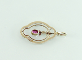 Gouden hanger roze saffier Hermann Siersbøl Denemarken