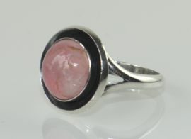 Vintage zilveren ring met rozenkwarts N.E. From