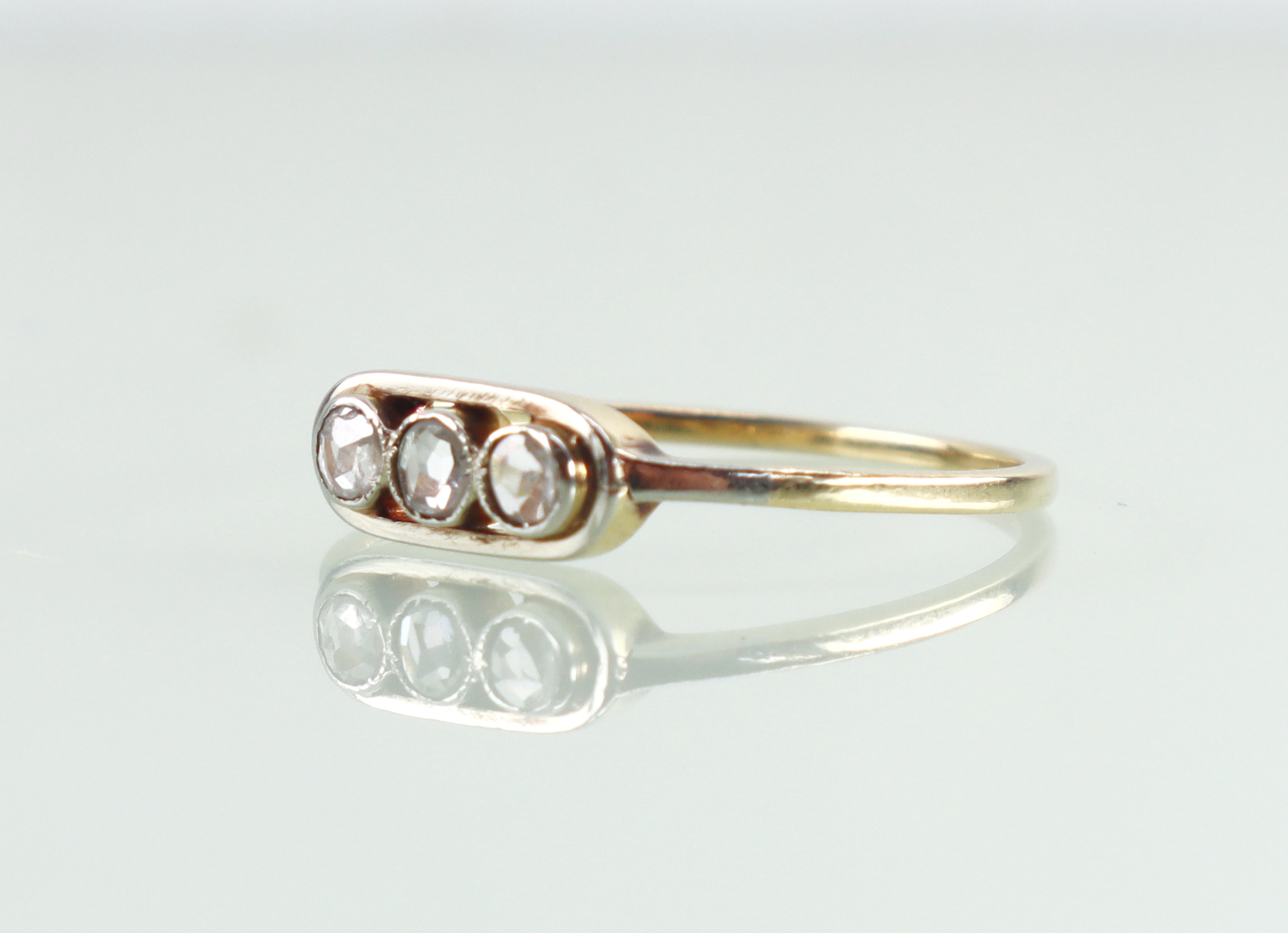 Vintage 18 karaat gouden ring roosdiamanten