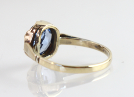 Vintage 14 karaat gouden ring met blauwe spinel