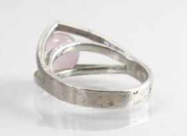 Modernistische zilveren ring rozenkwarts jaren ‘70