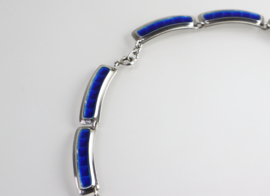 Prachtig collier blauw email Albert Scharning, jaren ‘30