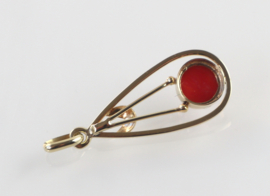 Vintage gouden hanger bloedkoraal, jaren ‘60