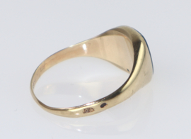 Vintage gouden ring, zegelring, met heliotroop