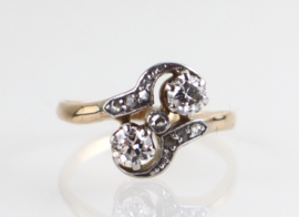Antieke Art Deco gouden ring met diamanten