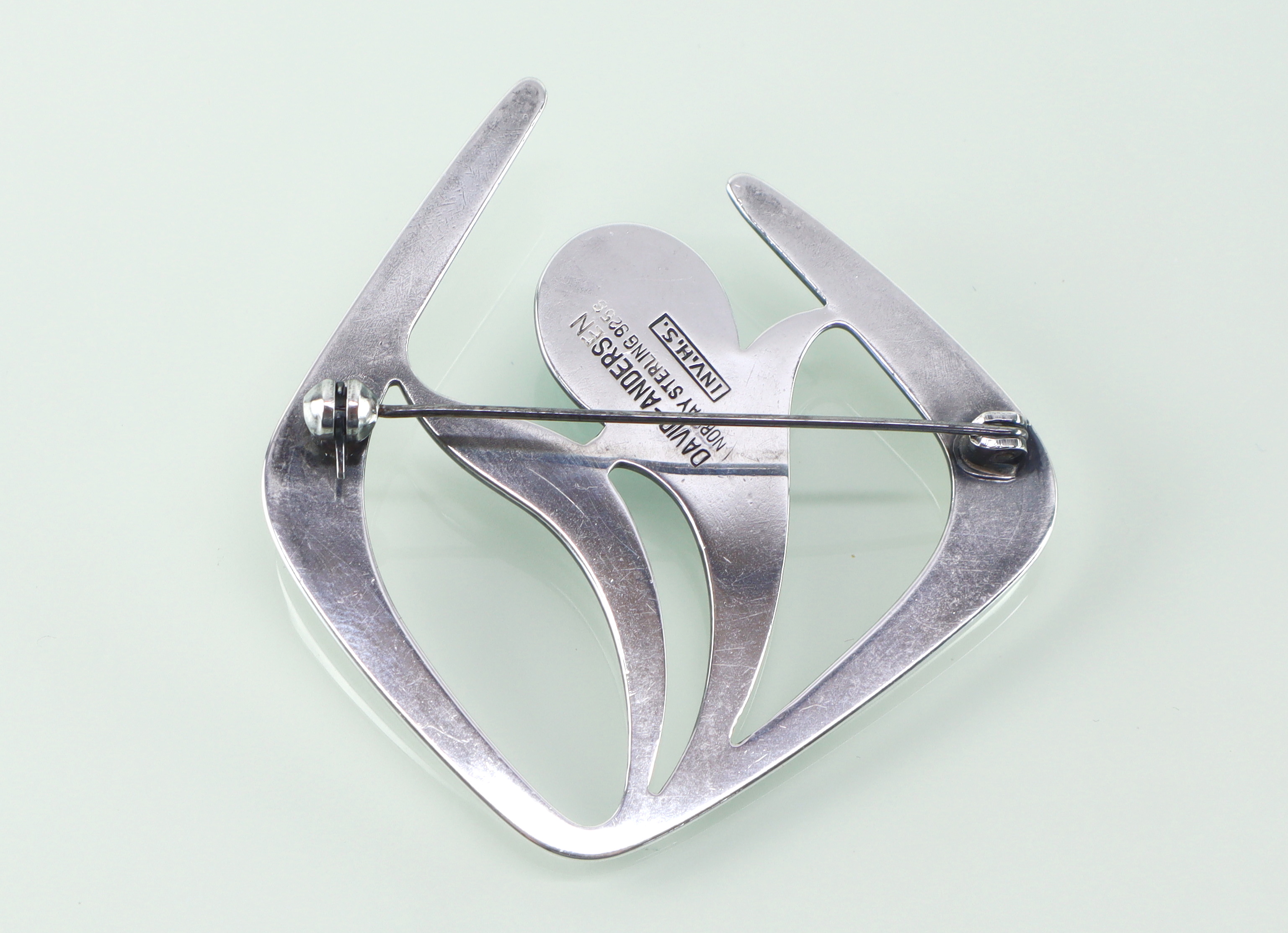 Vintage zilveren broche amazoniet Harry Sørby voor David Andersen 1964
