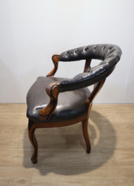 Antieke met leder beklede bureaustoel, 19 eeuw