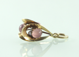Vintage gouden hanger met rozenkwarts