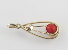 Vintage gouden hanger bloedkoraal, jaren ‘60