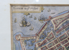 Antieke gravure stadsplattegrond Hoorn 17e eeuw