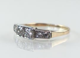 Antieke gouden ring met zes diamanten, Art Deco