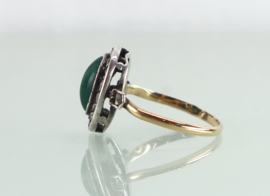 Antieke Franse ring malachiet met markasiet