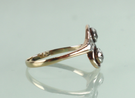Toi et Moi goud platina ring diamanten Art Deco