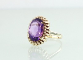 Vintage gouden ring grote amethist