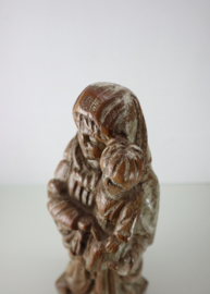 Antiek houten Mariabeeld met kind