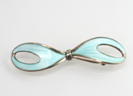 Zilveren broche turquoise emaille, Ivar T Holth ca. 1960