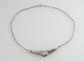 Art Deco zilveren collier maansteen, Amsterdamse School