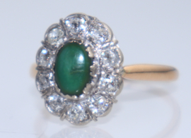 Antieke gouden ring met jade en diamanten, ca. 1920