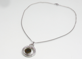 Vintage zilveren hanger nefriet jade K&L jaren ‘70