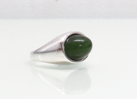 Vintage zilveren ring ovale jade Franz Scheurle